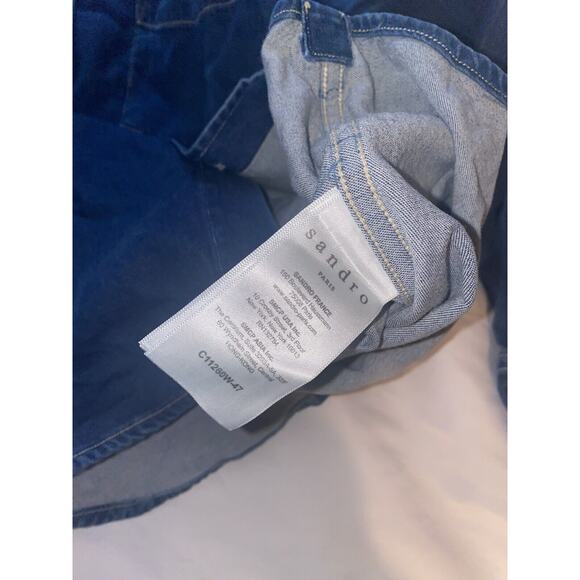 NWT SANDRO Paris Twill Blue Cotton Button‎ Down Collar Denim Shirt Size Small - Picture 6 of 10